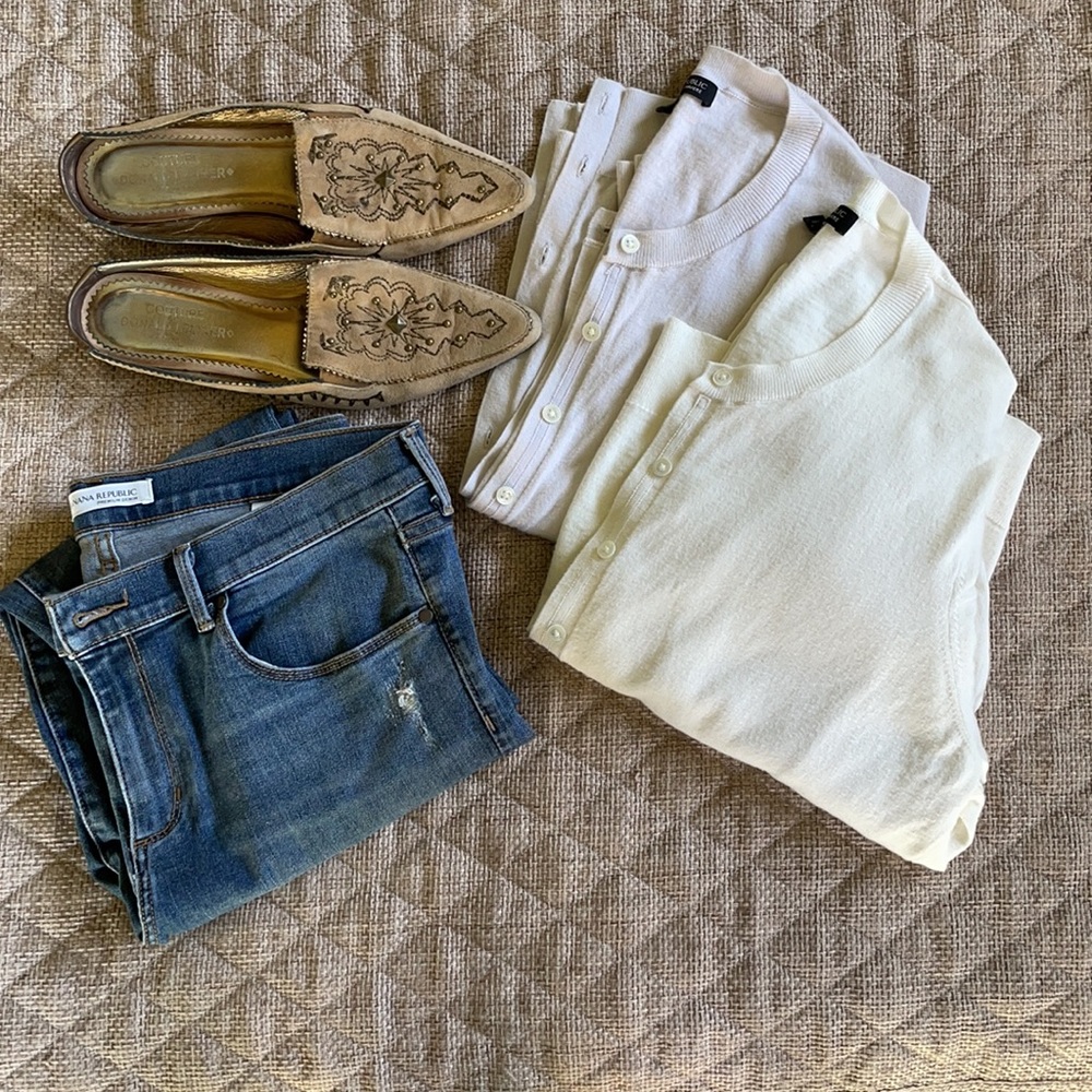 Two Banana Republic cotton cashmere cardigans